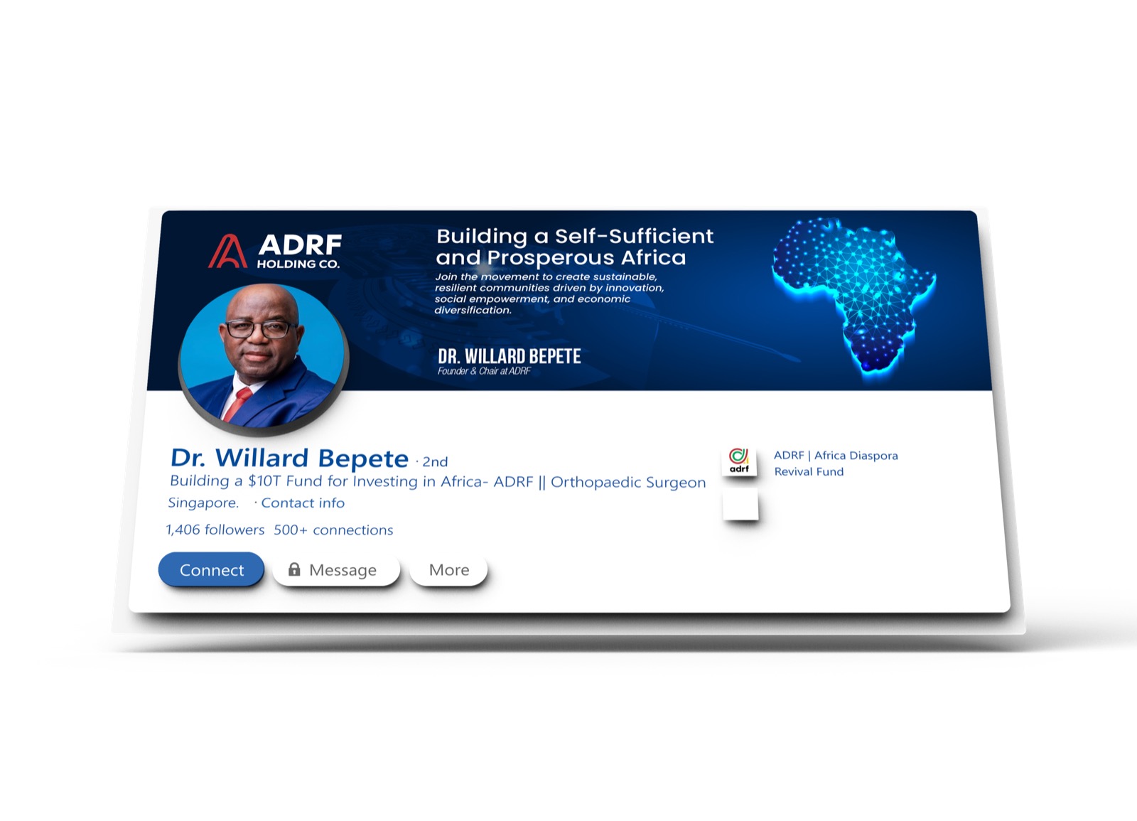 ADRF leadership LinkedIn branding for Dr. Willard Bepete