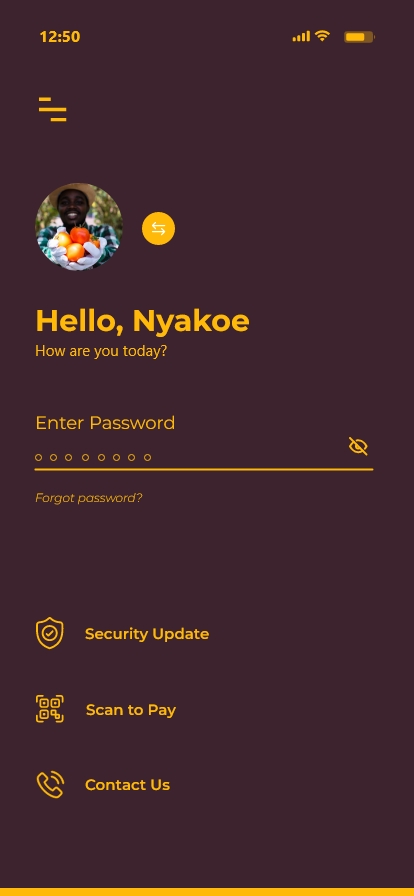 Akiba Bank app login screen