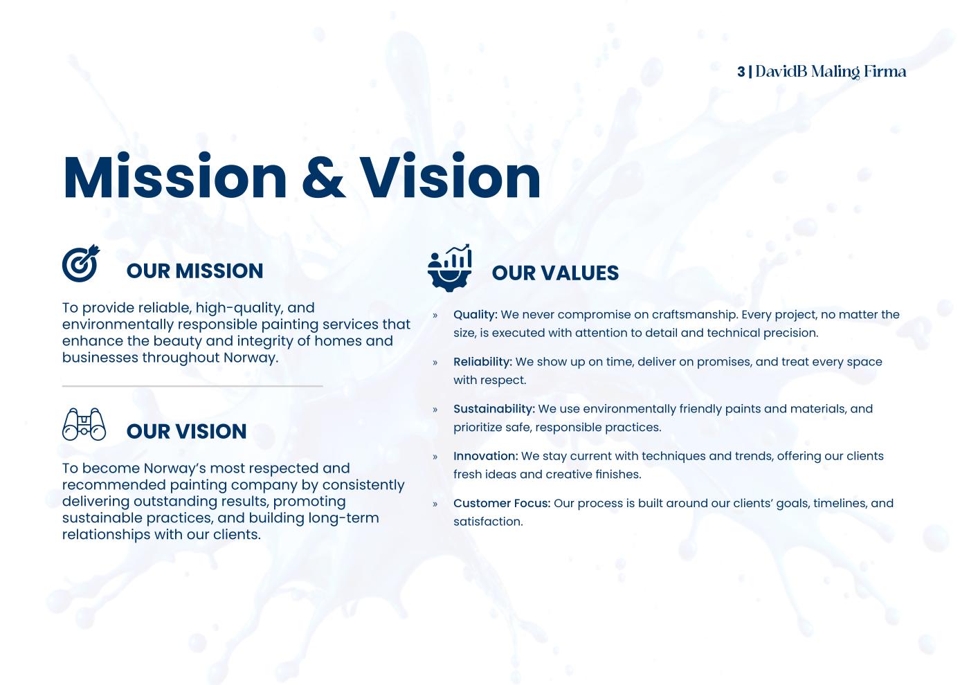 Company profile — Mission and Vision spread