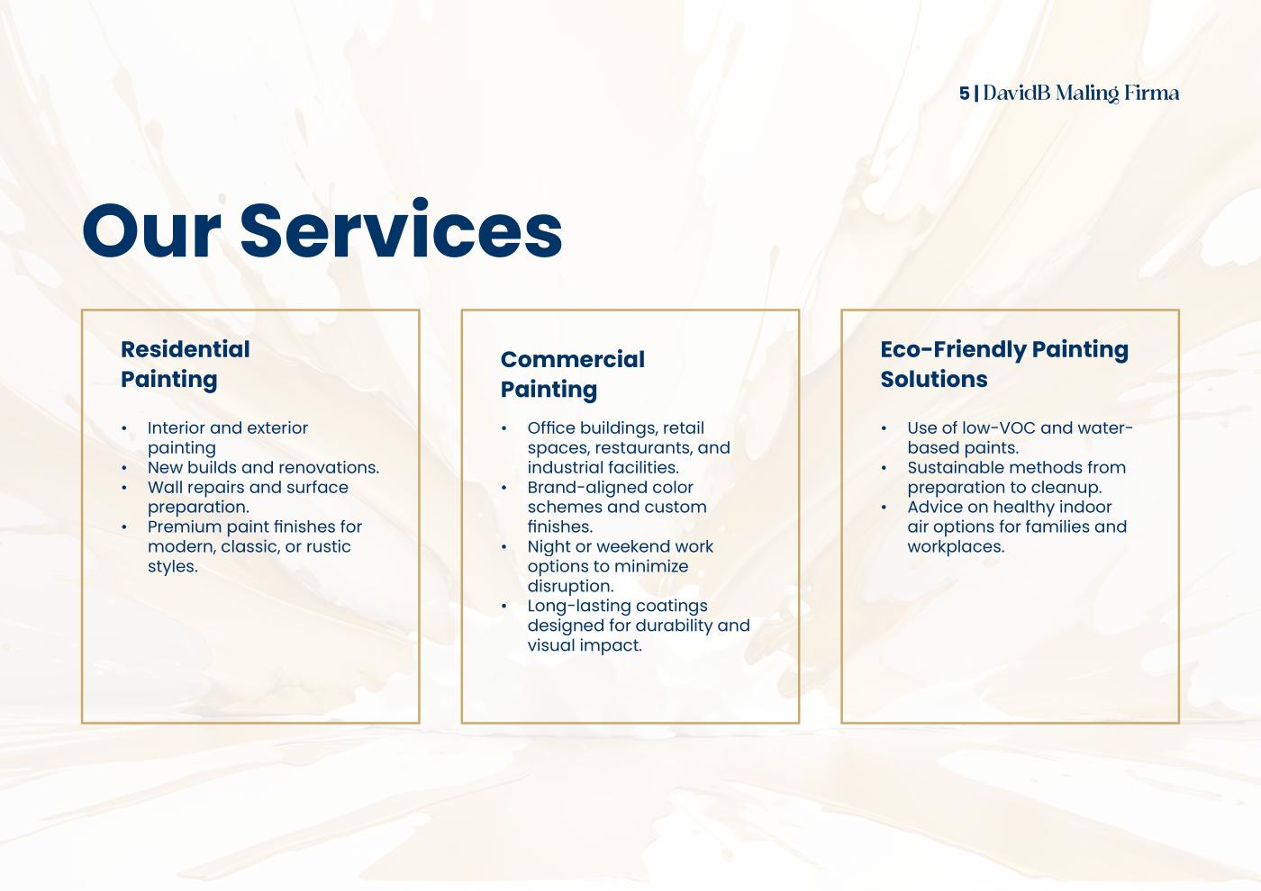 Company profile — Our Services spread