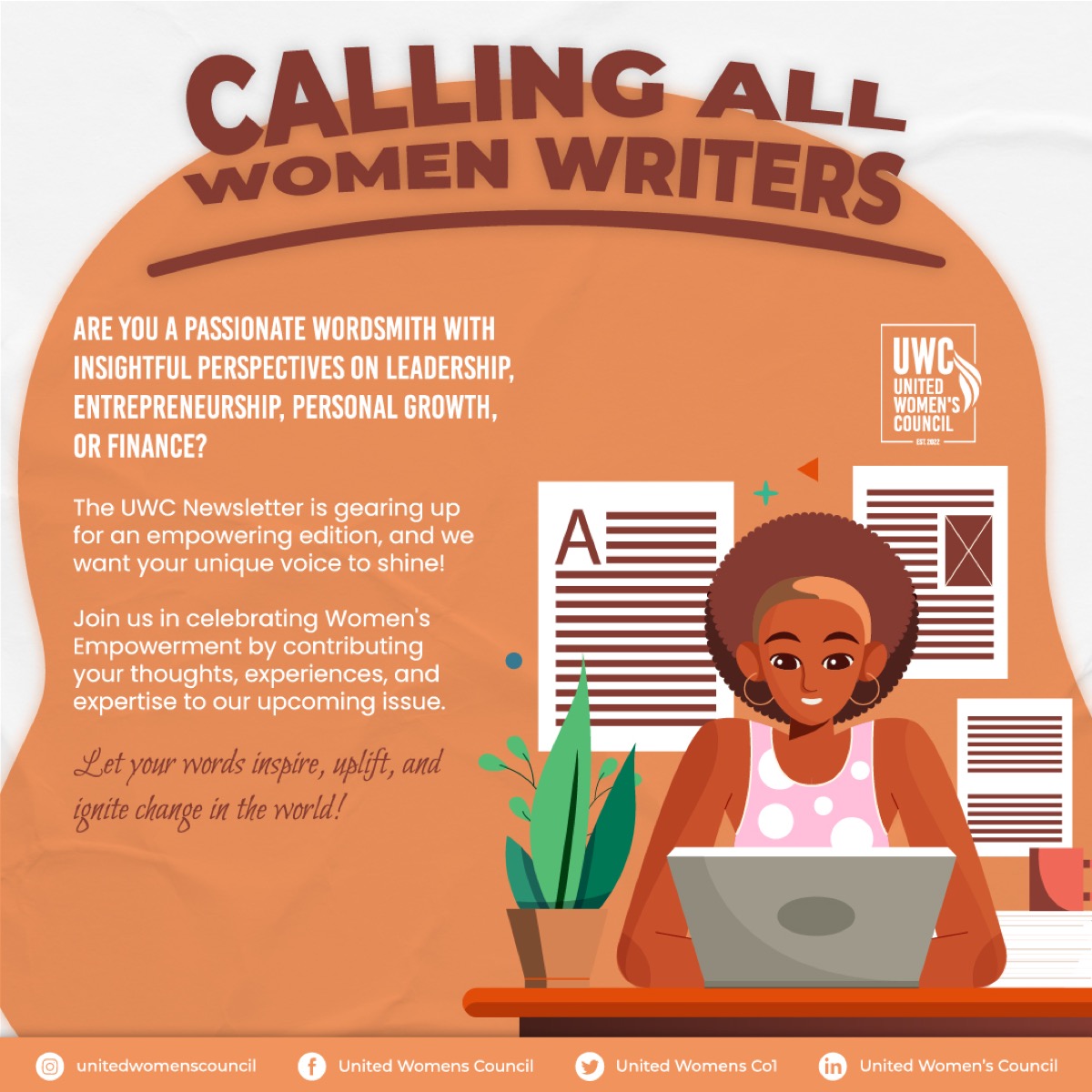 UWC Call for Writers design